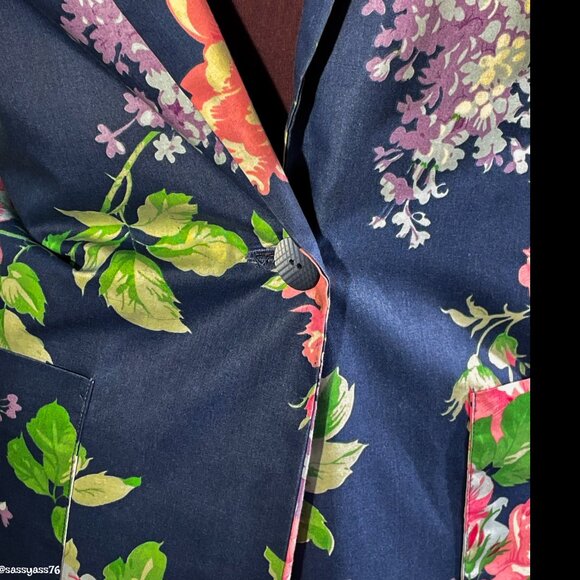 ▪️VTG▪️HANDMADE▪️Lightweight Floral Cottagecore One-Button Long Blazer Jacket - Picture 5 of 5